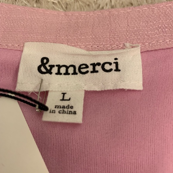 Pretty pink top, L, empire waist, ruffle and open work trim details. 23” long. - Picture 5 of 8